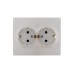 KARINA Розетка двойная с/з керамика жемчужно-белый перламутр (10шт/120шт)