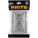 BRITE Розетка 2-местная с заземлением с защитными шторками плоская 16А в сборе РСшПл12-3-БрА алюминий IEK