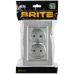 BRITE Розетка 2-местная с заземлением с защитными шторками плоская 16А в сборе РСшПл12-3-БрА алюминий IEK