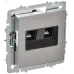 BRITE Розетка компьютерная двойная RJ45 кат.6 РК11-2-БрГН металл хром/никель IEK