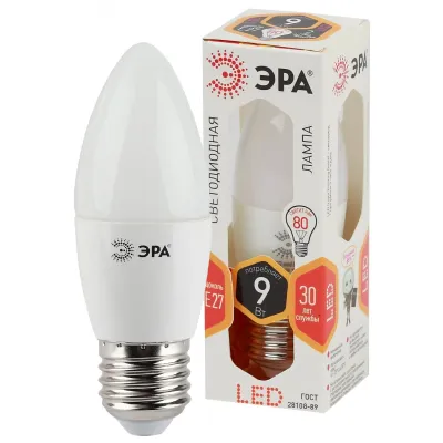 Лампочка светодиодная ЭРА STD LED B35-9W-827-E27 E27 / Е27 9Вт свеча теплый белый свет