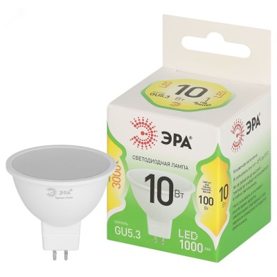 Лампа светодиодная ЭРА GREEN LINE LED MR16-10W-830-GU5.3 GL GU5.3 10 Вт софит теплый свет