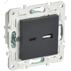SKANDY Розетка USB A+C 3,1А SK-R14G графит IEK
