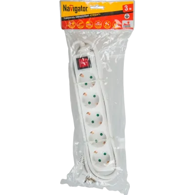 Удлинитель NPE-S-05-500-ESC-3x0.75 с/з с выкл. 5 гн. 5м