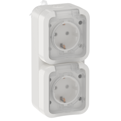 TORS Розетка 2-местная вертикальная 16А IP55 TS332 белый IEK