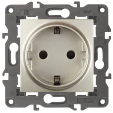 14-2102-04 ЭРА Розетка 2P+E Schuko со шторками, 16A-250В, IP20, Эра Elegance, шампань (10/100/3500)