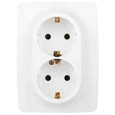 Розетка ЭРА Серия 12 12-2106-01М , 2X2P+E Schuko, 16А-250В, белый матовый