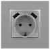 14-4109-03 ЭРА Розетка 2P+E 16A-250В, штор. с 2xUSB 5В-3А, Эра Elegance, алюминий (10/100/2000)