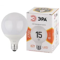 Лампочка светодиодная ЭРА STD LED G95-15W-2700K-E27 E27 / Е27 15Вт шар теплый белый свет
