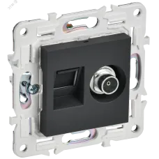 SKANDY Розетка двойная TV+RJ45 кат.5E SK-A14G графит IEK