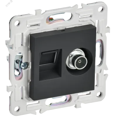SKANDY Розетка двойная TV+RJ45 кат.5E SK-A14G графит IEK