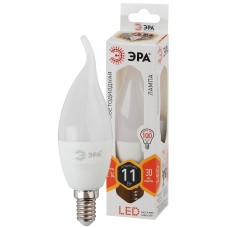 Лампочка светодиодная ЭРА STD LED BXS-11W-827-E14 E14 / Е14 11Вт свеча на ветру теплый белый свет