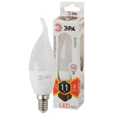 Лампочка светодиодная ЭРА STD LED BXS-11W-827-E14 E14 / Е14 11Вт свеча на ветру теплый белый свет