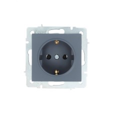 VESNA Розетка с заземлением ПБТ графит, механизм