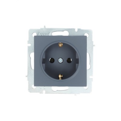 VESNA Розетка с заземлением ПБТ графит, механизм