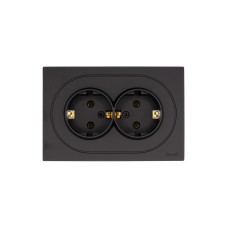 OSEN Розетка двойная с заземлением 16А, механизм, чёрный бархат Lezard 743-4200-127B