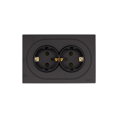 OSEN Розетка двойная с заземлением 16А, механизм, чёрный бархат Lezard 743-4200-127B