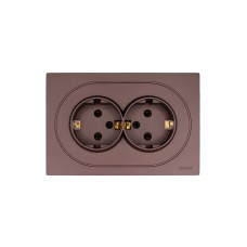 OSEN Розетка двойная с заземлением 16А, механизм, шоколад Lezard 743-7300-127B