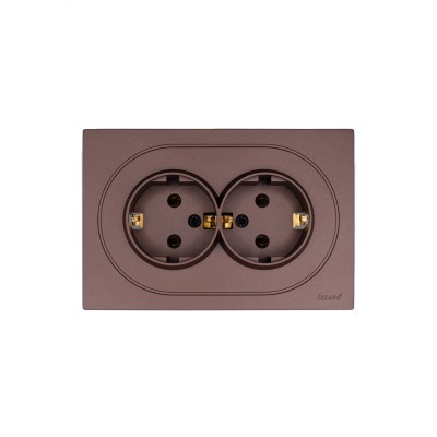 OSEN Розетка двойная с заземлением 16А, механизм, шоколад Lezard 743-7300-127B