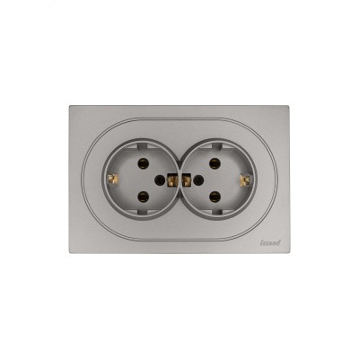 OSEN Розетка двойная с заземлением 16А, механизм, серый матовый Lezard 743-7400-127B