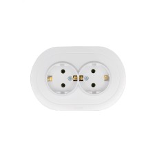 OSEN Розетка двойная с заземлением 16А, механизм, белый, круглая Lezard 744-0200-127B