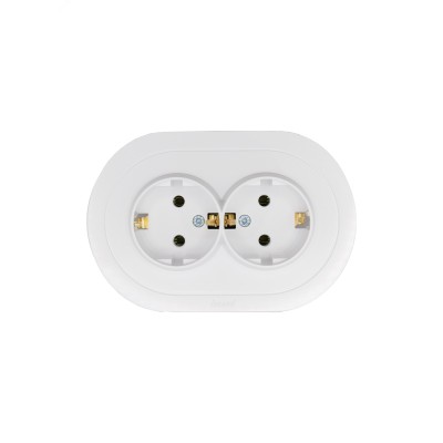 OSEN Розетка двойная с заземлением 16А, механизм, белый, круглая Lezard 744-0200-127B