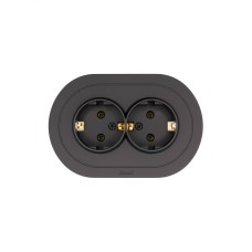 OSEN Розетка двойная с заземлением 16А, механизм, чёрный бархат, круглая Lezard 744-4200-127B