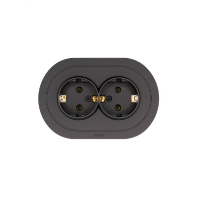 OSEN Розетка двойная с заземлением 16А, механизм, чёрный бархат, круглая Lezard 744-4200-127B