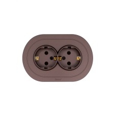 OSEN Розетка двойная с заземлением 16А, механизм, шоколад, круглая Lezard 744-7300-127B