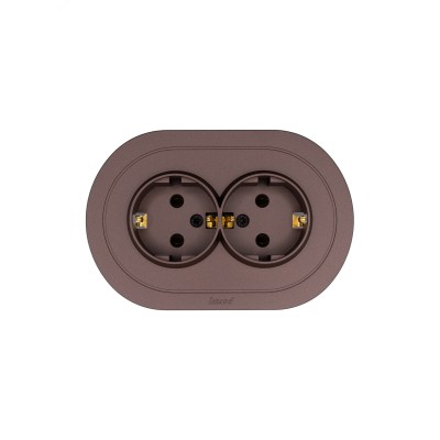 OSEN Розетка двойная с заземлением 16А, механизм, шоколад, круглая Lezard 744-7300-127B