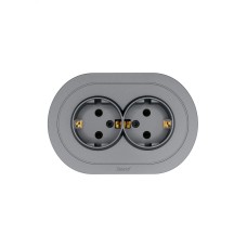 OSEN Розетка двойная с заземлением 16А, механизм, серый матовый, круглая Lezard 744-7400-127B