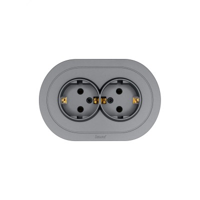 OSEN Розетка двойная с заземлением 16А, механизм, серый матовый, круглая Lezard 744-7400-127B