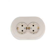 OSEN Розетка двойная с заземлением 16А, механизм, слоновая кость, круглая Lezard 744-9000-127B