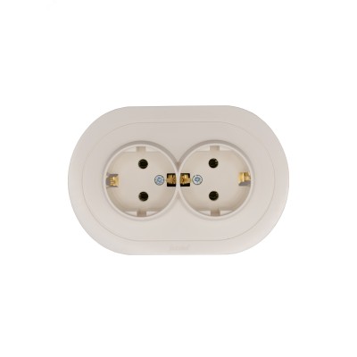 OSEN Розетка двойная с заземлением 16А, механизм, слоновая кость, круглая Lezard 744-9000-127B
