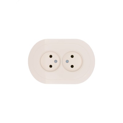 OSEN Розетка двойная без заземления 16А, механизм, слоновая кость, круглая Lezard 744-9000-128B