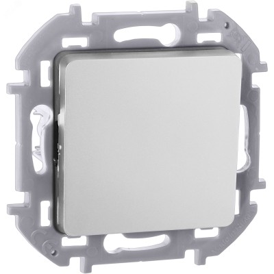 Выключатель 1-клавишный проходной 10АХ безвинтовое крепление алюминий INSPIRIA