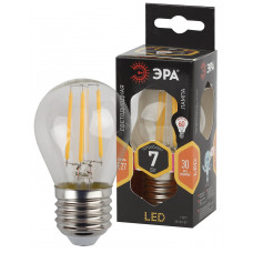 Лампочка светодиодная ЭРА F-LED P45-7W-827-E27 E27 / Е27 7Вт филамент шар теплый белый свет