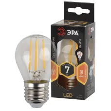 Лампочка светодиодная ЭРА F-LED P45-7W-827-E27 E27 / Е27 7Вт филамент шар теплый белый свет