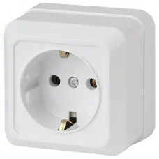 Розетка Intro Quadro 2-202-01 с заземлением 2P+E Schuko, 16А-250В, IP20, ОУ, белый