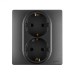 Розетка 2-местная с заземлением с защитными шторками безвинтовое крепление 16А в сборе антрацит ETIKA