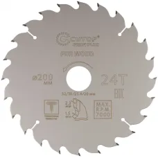 Диск пильный по дереву с тефлоновым покрытием 24Т, Profi plus, 200x1,5/2,2x32/30/25,4/20 мм