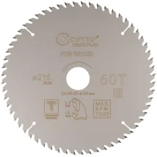 Диск пильный по дереву с тефлоновым покрытием 60Т, Profi plus, 216x1,5/2,2x32/30/25,4/20 мм