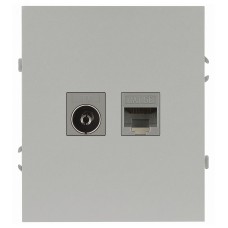 Розетка скрытого монтажа в рамку комбинированная RJ45+TV алюминий 16-3110-03 Arktik