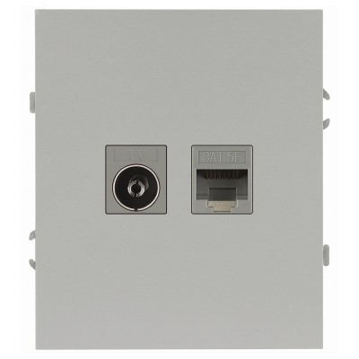Розетка скрытого монтажа в рамку комбинированная RJ45+TV алюминий 16-3110-03 Arktik