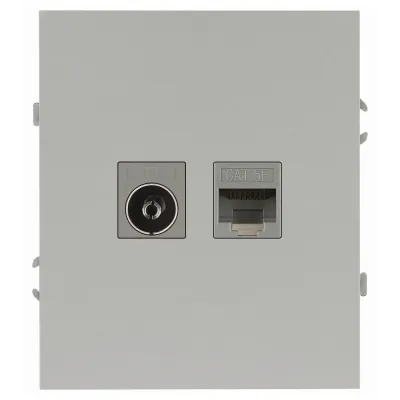 Розетка скрытого монтажа в рамку комбинированная RJ45+TV алюминий 16-3110-03 Arktik