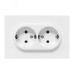 Эпика Механизм розетки двойной 16А с заземлением без шторок с рамкой белый EKF
