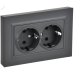 BRITE Розетка 2-местная с заземлением без защитных шторок плоская 16А в сборе РСПл12-3-БрГ графит IEK BRITE Розетка 2-местная с заземлением без защитных шторок плоская 16А в сборе РСПл12-3-БрГ графит IEK