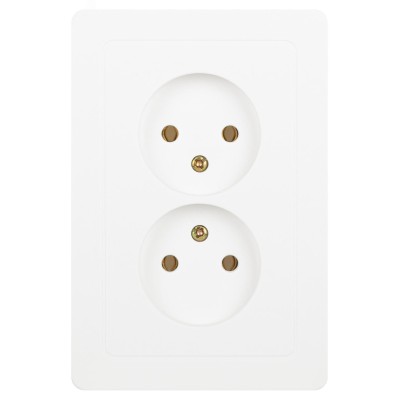 Розетка Intro Style 7-204-01 двойная без заземления 2х2P, 16А-250В, IP20, СУ, белый