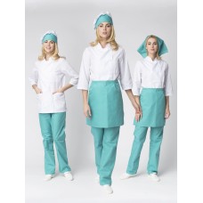 Костюм женский повара Шеф (тк.ТиСи), белый/бирюзовый 52-54/ 170-176