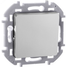 Выключатель 1-клавишный самовозвартный с нормально-открытым контактом 6А безвинтовое крепление алюминий INSPIRIA